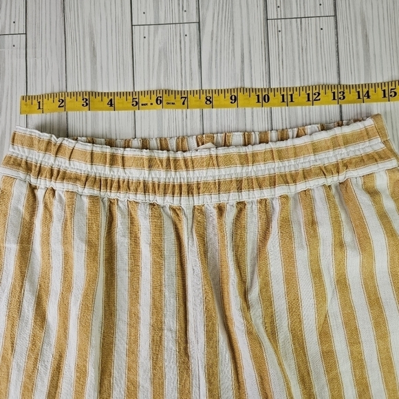 Madewell Tapered Huston Pull On Linen Crop Pants in Golden Plume Stripe Sz Small - Picture 11 of 14